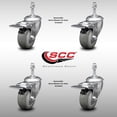 thumbnail image 2 of 3 Inch SS Gray Polyurethane 10mm Threaded Stem Caster Set Total Lock Brake, 2 of 2