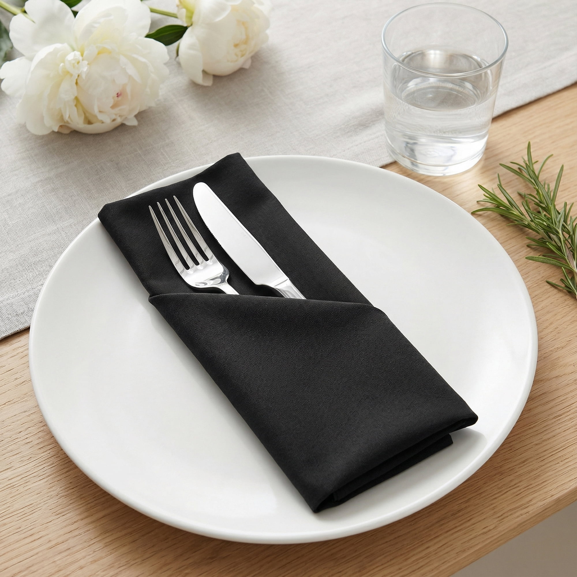 Unique Bargains 12Pcs Cotton Washable Reusable Cloth Napkins Black 17x17inch