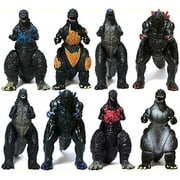 Set Of 8 Godzilla Toys Movable Joint Birthday Kids 2019 Action Figures King Of The Monsters Burning Heisei Mecha Ghidorah Pack Plastic Mini Dinosaur Playsets Cake Toppers Package