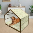 thumbnail image 2 of Tropical Pet House, Herringbone Stripes with Dots Background Summer Fruits Arrangement, Outdoor & Indoor Portable Dog Kennel with Pillow and Cover, 5 Sizes, Fern Green and Orange, by Ambesonne, 2 of 4