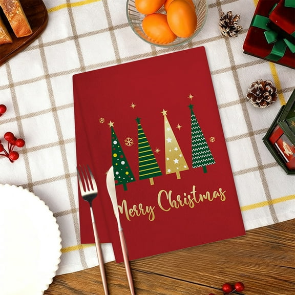 1 PC Christmas Hand Towel Kitchen Towel - Christmas Theme 17.7x25.9 Inch Absorbent Polyester Dish Towel for Bathroom Kitchen Decoration, Gifting, Housewarming