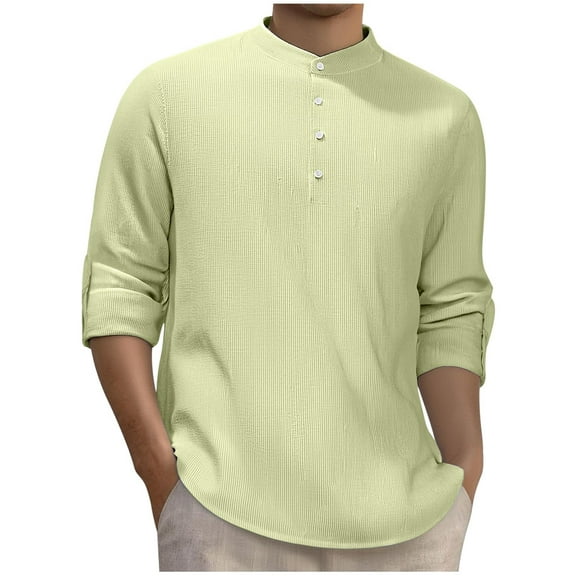 Paiwinds Men's Striped Base Shirt, Semi-Open Stand Collar Button Front with Nylon-Spandex Blend, Loose Fit for Casual & Outdoor Wear, Hand Wash