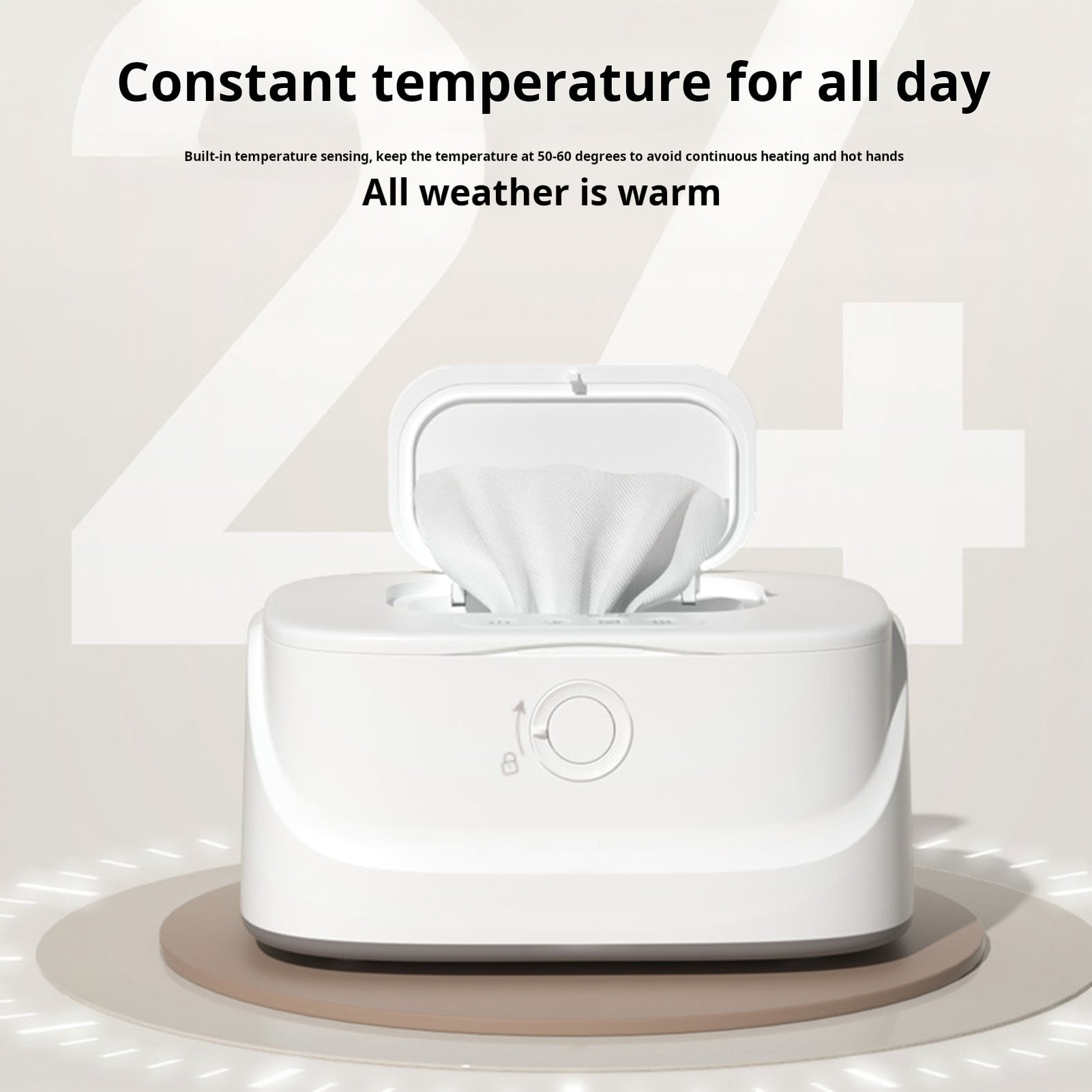 Homelife Wipes Warmer with Stainless Steel Top Heating 3 Adjustable Levels Indicator Light Constant Temperature Baby Wet Wipes Dispenser for Large Wipes Holds 80 Wipes Baby Care Essential