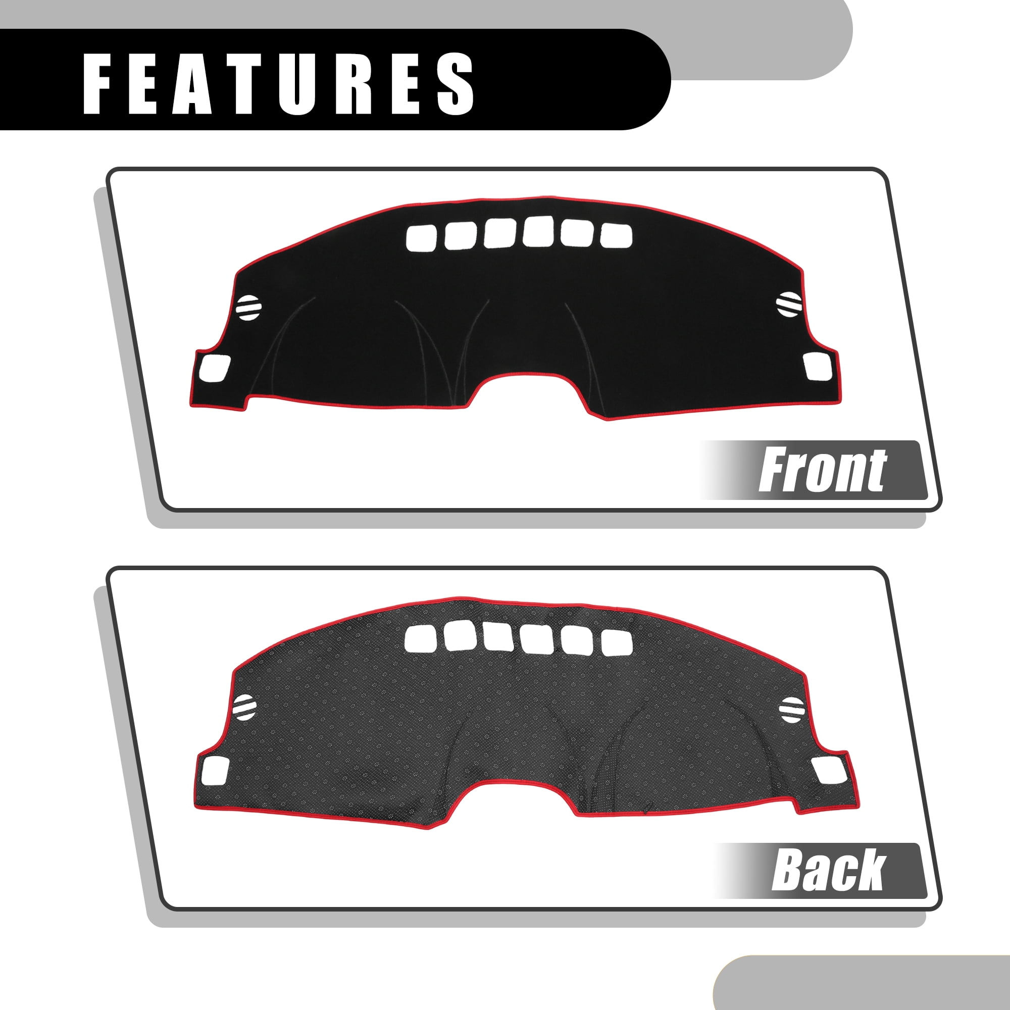 Unique Bargains Dash Cover - Non-Slip Dashboard Mat for Jeep Compass 2009-2016 - Black Red