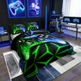 thumbnail image 2 of Erosebridal Gamepad Print Comforter Sets King Size for Teen, Gamer Down Comforter, Black Green Blue, 3-Piece, 2 of 7