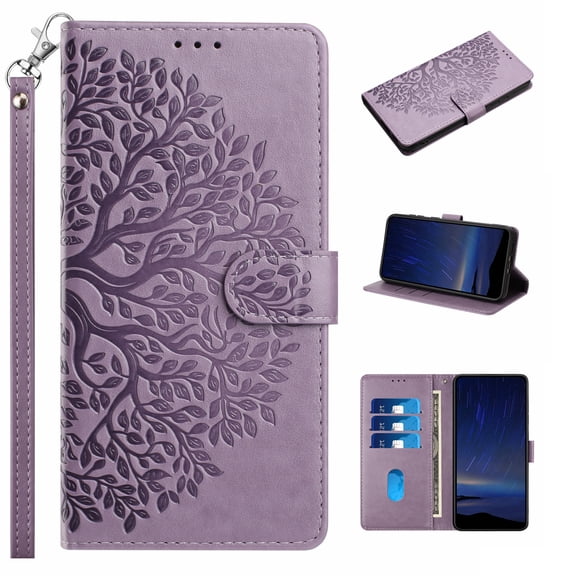 for Google Pixel 10 /10 Pro Wallet Case with Credit Card Holder & Wrist Strap, Wallet Case with Stand, Magnetic Clasp, Flower Pattern PU Leather Folio Cover for Google Pixel 10 /10 Pro, Purple