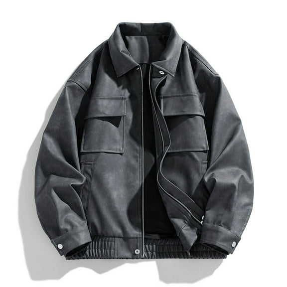 Lenago Winter Thicken Quilted Jackets For Men Solid Color Fleece Lining Thermal Winter Fahsion Outerwear Jackets Overcoat Comfy Outerwear Pukker Jacekts