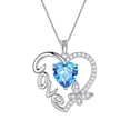 thumbnail image 1 of Juwaliy Collar de Corazón de Amor Azul Mariposa Collar de Piedra de Nacimiento de Marzo Aguamarina CZ Dije de Plata Esterlina 925 Joyería Mujer Regalo de Cumpleaños Día de la Madre para Ella, 1 of 10
