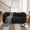 thumbnail image 3 of PamapicLife Double Seater Teddy Fabric Foam Filled Bean Bag Chair for Living Room, Black, 3 of 8