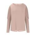 thumbnail image 4 of Besolor Womens Spring Fall Tunic Tops Ladies Crewneck Long Sleeve T-Shirt Casual Solid Color Spring Fall Going out Blouse, 4 of 5