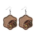 thumbnail image 1 of Flower Football Baseball Basketball Pendant Earrings Wooden Double Ear Jewelry, 1 of 6