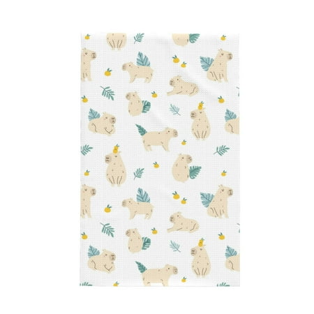 

Absorbent Kitchen Towels White Capybaras Quick Drying Dish Towels for Kitchen Drying Soft Hand Towels with Lanyard for Kitchen Decor
