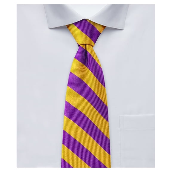 Jacob Alexander Men's College Stripe Woven 2.75 inch Width Slim Neck Tie - Purple Gold