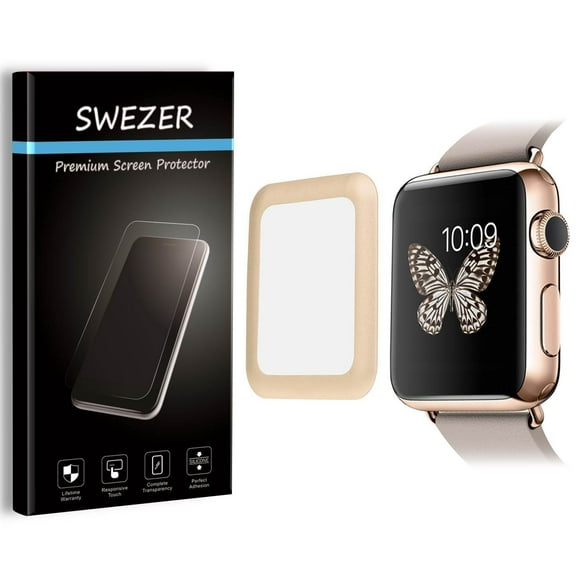 Apple Watch Series 2 42 mm [2-PACK] SWEZER FULL COVER Tempered Glass Screen Protector, Curved Edge Design, Edge-To-Edge Protection [Gold]