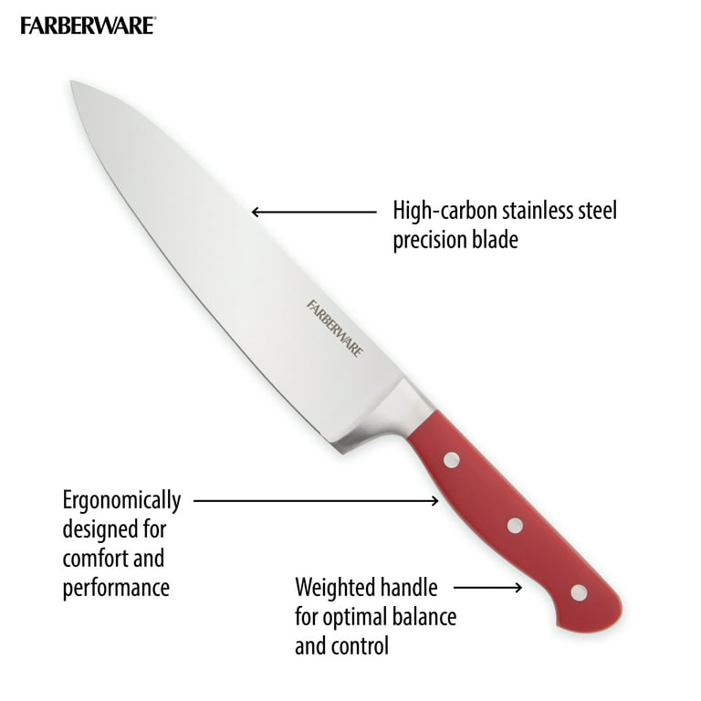 Farberware Edgekeeper Delrin Cutlery Set, 15-Piece, Red
