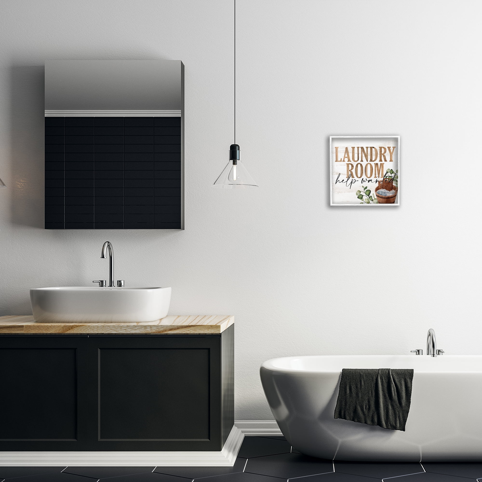 Help Wanted Rustic Laundry Room White Framed Giclee Art, design by Kim Allen