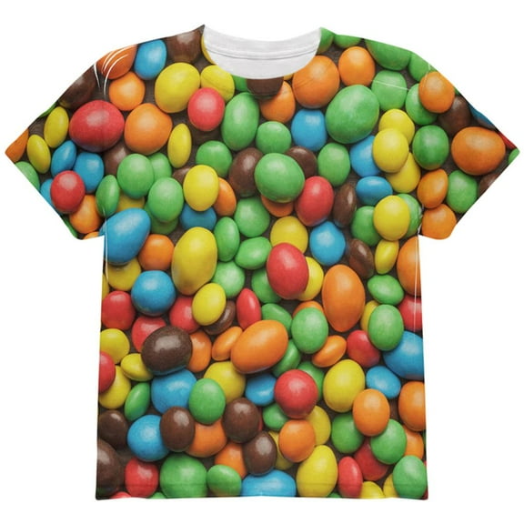 Halloween Candy Coated Chocolate All Over Youth T Shirt Multi YXL