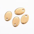 thumbnail image 1 of Ion Plating(IP) 304 Stainless Steel Charms Stamping Blank Tag Oval Real 18k Gold Plated 9x6x0.8mm Hole: 1mm, 1 of 2