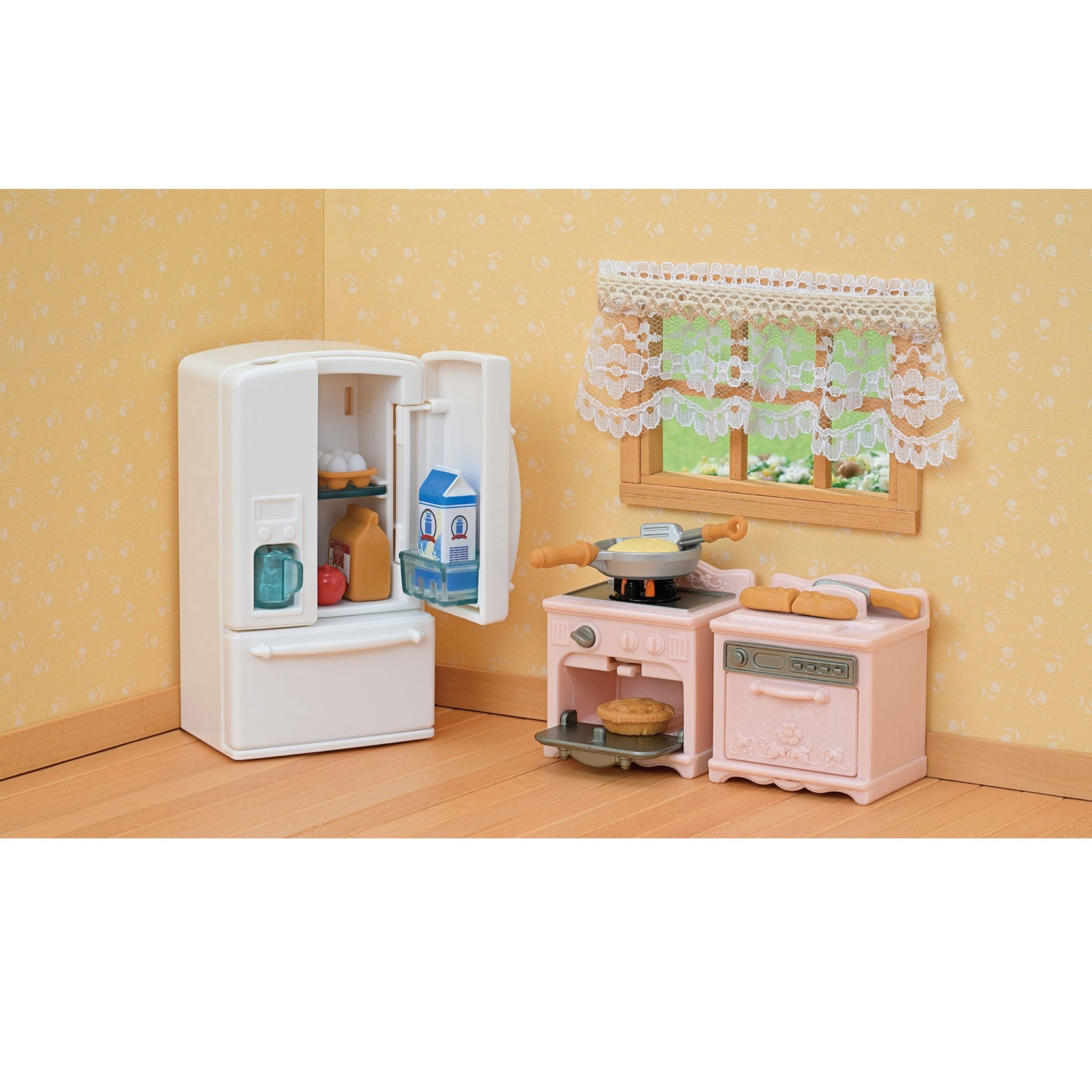Calico Critters Playful Starter Furniture Set, Dollhouse Furniture Set with Working Appliances