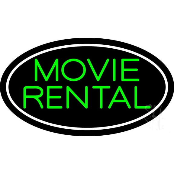 Green Movie Rental LED Neon Sign 20" Tall x 37" Wide - inches Black Square Cut Acrylic Backing, with Dimmer - Premium built indoor Sign for Storefront, Store interior.