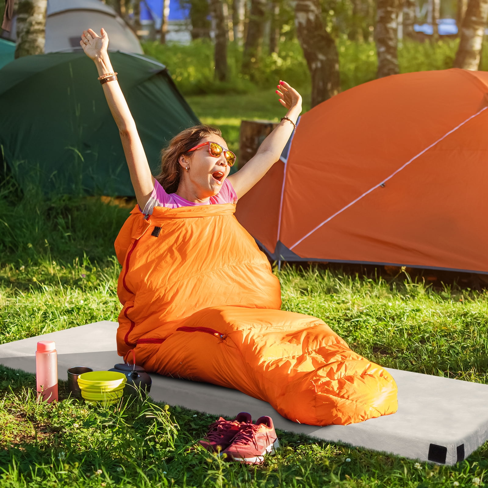 75"D x 38"W x 2.5"H Memory Foam Camping Mattress, Portable for Car, Tent & Indoor Use,Gray