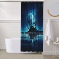thumbnail image 6 of Shower Curtain, Hawaiian Beach Pirate Moon Waterproof Fabric Plastic Shower Curtain, Drying Fast Bathroom Curtain with 9 Buttonholes, Ruffle Shower Curtain 60x72in, 6 of 8