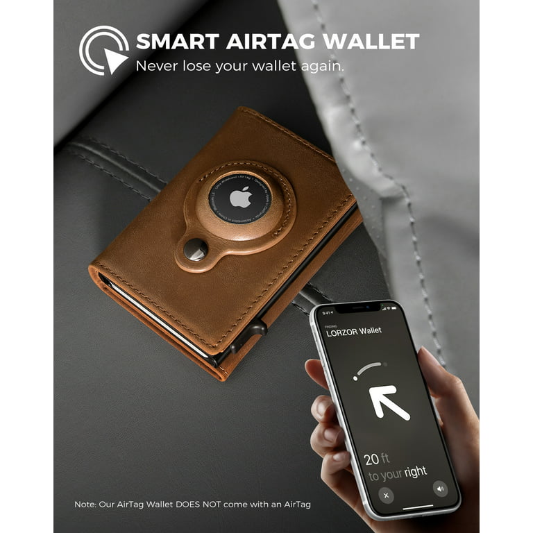 Airtag Wallet Case Genuine Leather Credit Card Holder Magnetic Air