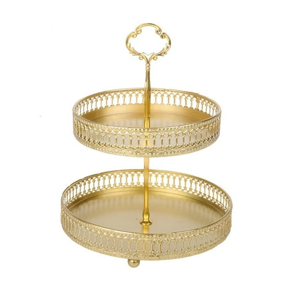 Iron Two Tiers Stand for Countertop Fruit and Snacks Storage Tray for Kitchen