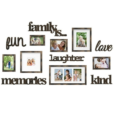 Photo Gallery Templates - DL furniture - Family Set Photo Frame & Plaque College Frame - Wall Decoration Combination - PVC Picture Frame Selfie Gallery Collage With Full Size Hanging Template & Wall Mounting Design