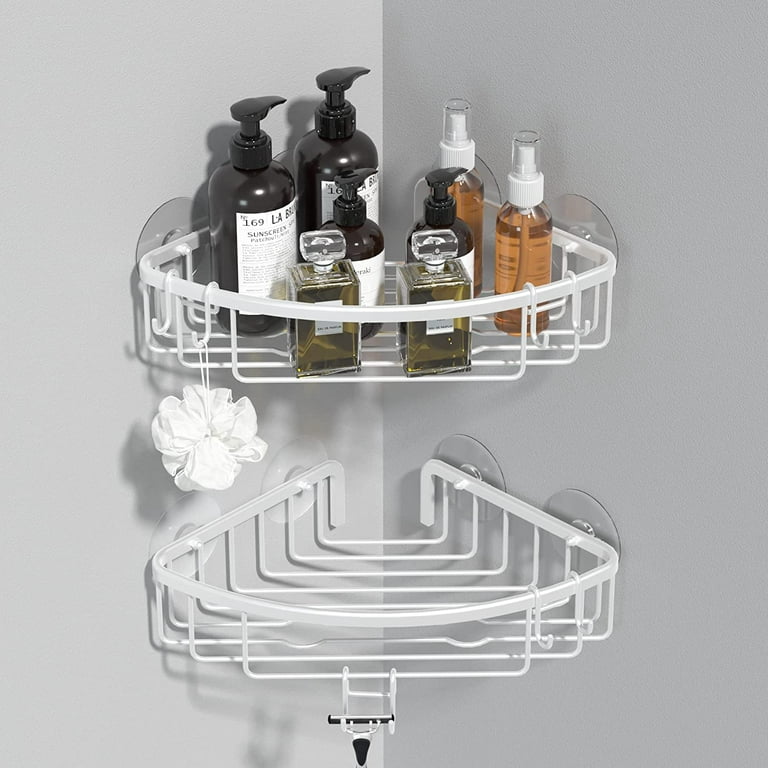 Self Adhesive Corner Shower Storage Rack Shelf Bathroom Organiser Basket  Tidy