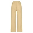 thumbnail image 4 of Huesdet Women's Linen Pants 2024 New Casual Pants for Womens Wide Leg Loose Elastic Waist Pants Trousers with Pocket Khaki,XL, 4 of 5
