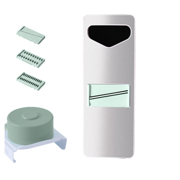 Light Grey Household Potato Magnetic Shredder Stainless Steel Multifunctional Vegetable Cutter Grater For Kitchen With 3 Blades And Hand Guard 12X4.13X0.79 Inches 1 Pc