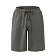 thumbnail image 4 of Ramiter Shorts for Men Linen Summer Mens Cotton Fitness Pockets Casual Beach Bodybuilding Pants Shorts Men's pants Dark Gray,M, 4 of 5
