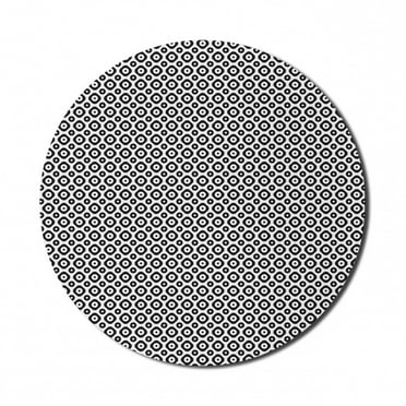 Abstract Mouse Pad for Computers, Geometric Simplistic Disc Shaped Round Shapes with Inner Circles Motif, Round Non-Slip Thick Rubber Modern Mousepad, 8" Round, Charcoal Grey White, by Ambesonne