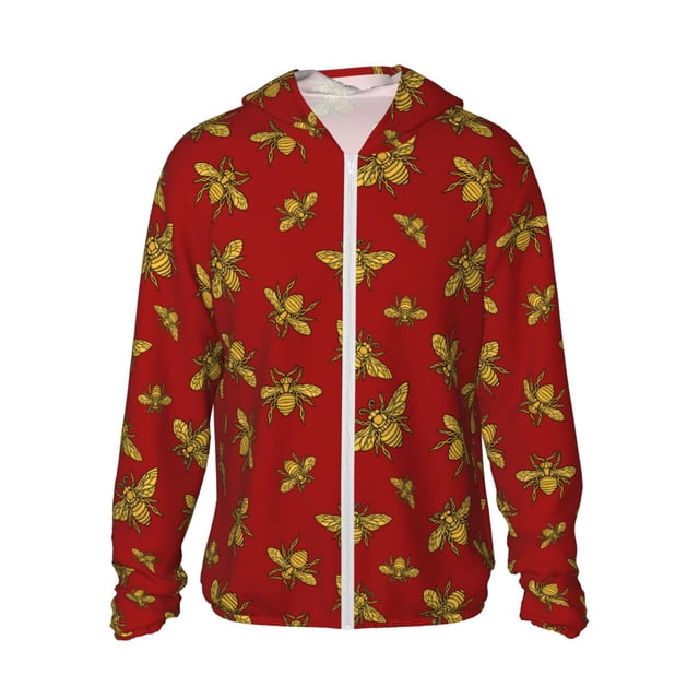 Balery Hohey Bee Golden Sudadera ligera de manga larga con capucha y protección solar UPF 50+ para hombre y mujer, ideal para pesca y running-X-Large