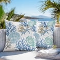 thumbnail image 3 of Throw Pillow Covers 16x16 Inch Set of 2, Blue Teal Coastal Waterproof Outdoor Pillow Covers, Summer Beach Nautical Coral Starfish Decorative Cushion Pillowcases for Couch, Sofa, Bed, Garden, Patio, 3 of 9