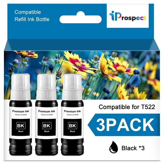 T522 Refill Ink Bottle Black Replacement for  T522 Ink Compatible for ET-2803 ET-2800 ET-2720 ET-4800 Printer