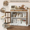 thumbnail image 6 of Amkui Kitchen Storage Cabinet, 2 Glass Door Buffet Sideboard with a Large Storage Drawer, Modern White Coffee Bar Cabinet with Adjustable Shelf for Dining Room, Kitchen, Entryway, 6 of 9