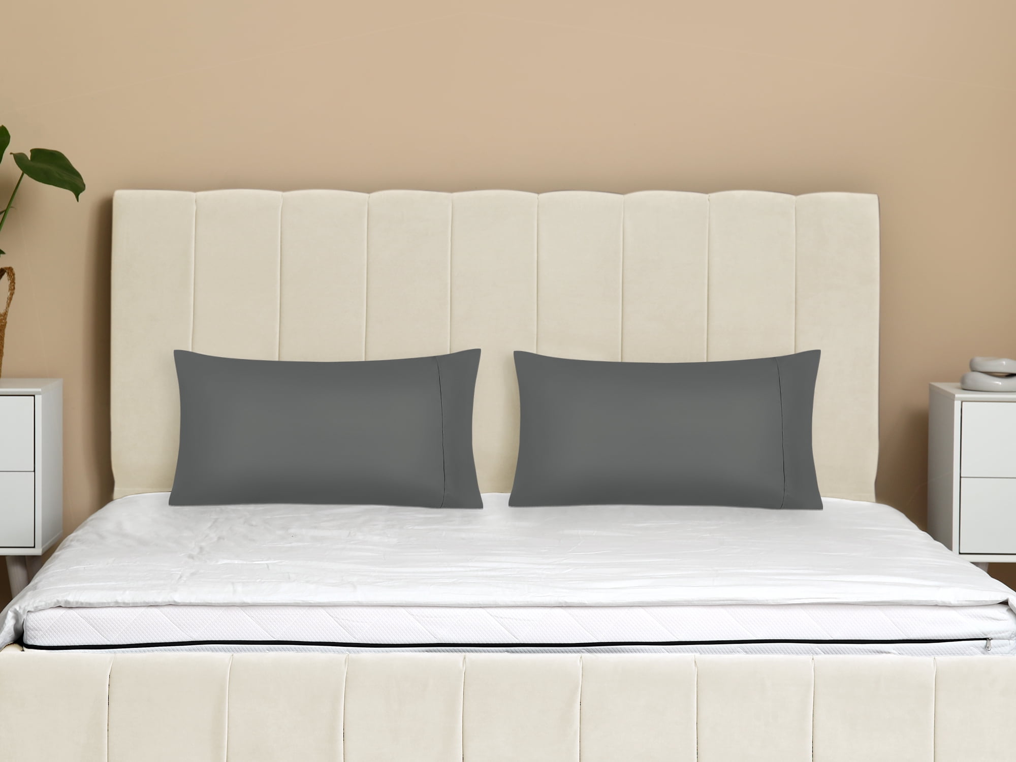 Unique Bargains Pillow Cases with Envelope Closure Pillow Covers 2 pcs Queen Dark Gray