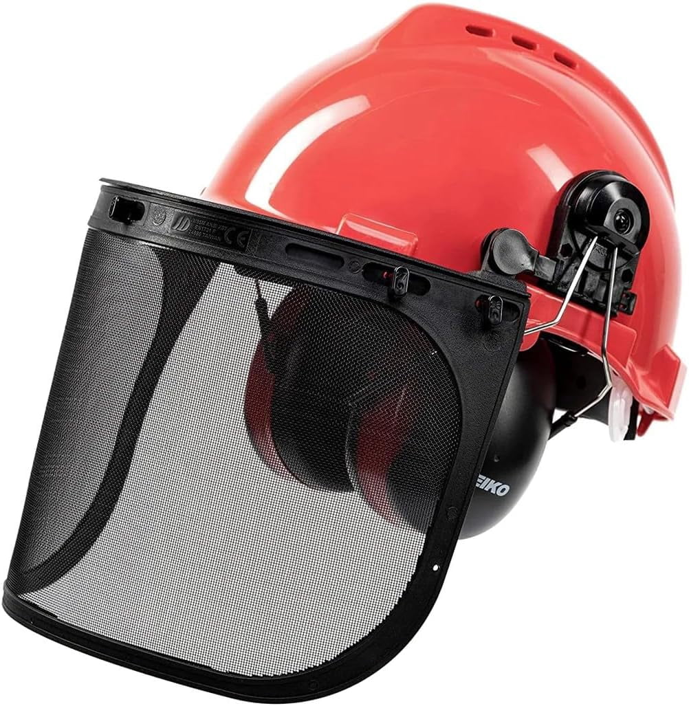 NEIKO 53889A Safety Face Shields, Forestry Helmet with Shield and Earmuffs, Chainsaw Helmet with Face Shield, Hard Hat Safety Gear Equipment, Protective Face Shield & Mesh Shield for Face Protection
