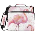 thumbnail image 2 of Zipper Binder with Shoulder Strap 2 inch 3 Ring Waterproof File Folder Organizer Bag 500 Sheet Pink Flamingos with Golden Dot, 2 of 8