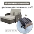 thumbnail image 4 of PE Wicker Rattan Reclining Sunbed with 3-Height Adjustable Back, Double Chaise Lounge with Thick Cushions, Pillows and Side Tables, Free Furniture Protection Cover, for Patio Balcony Pool, Gray, 4 of 9
