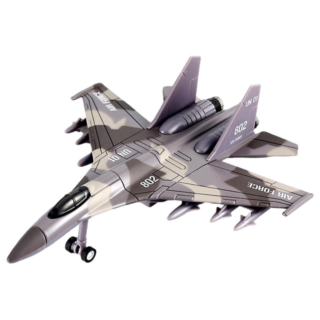 Milaget Maquette d'Avion Ensemble de Jeu avec Lumière et Son Objets de Collection Décor de Table Chasseur Moulé sous Pression à Rétrofriction Chasseur à Réaction pour Cadeau de Noël Jouet pour Enfants Su 35 Brun