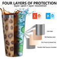 thumbnail image 3 of 16oz Tumblers Leopard Pattern Stainless Steel Vacuum Insulated Double Wall Travel Tumbler Cups Mug with Lid and Straw,Cleaning Brush for Coffee,Tea, 3 of 4