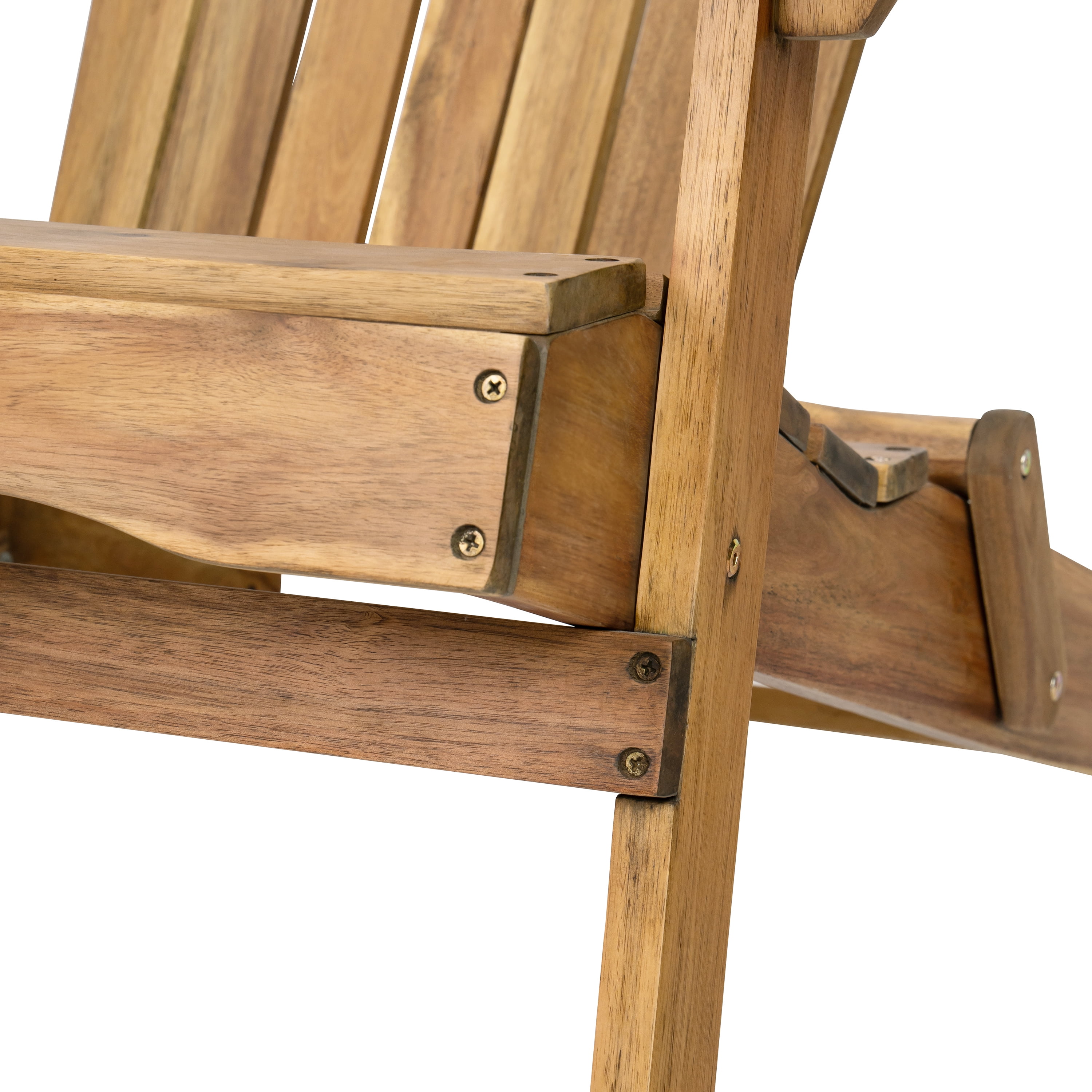 Adirondack Chair, Outdoor Patio Chair, Folding Acacia Wood Seat with Slatted Seat Back, Wide Armrests, Teak Finish, Space Saving Foldable Design, for Garden Deck Camping