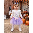 thumbnail image 5 of RUINIXCW Baby Girl First Halloween Outfit Fashion Long Sleeve Pumpkin Embroidery Tops with Tulle Skirt, Headband 3Pcs Fall Set, 5 of 9