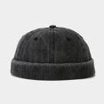 thumbnail image 1 of Bonnet Docker Lavé en Gros Sans Visière Couleur Unie Style Rétro Vintage Rue Printemps Automne Extérieur Noir Taille Unique, 1 of 6