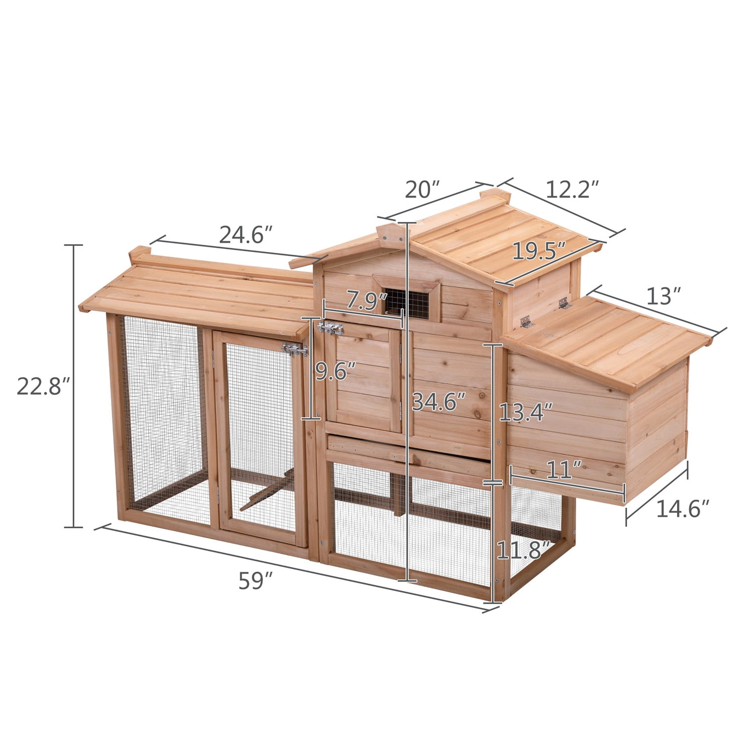 Pefilos 59" Large Chicken Coop Rabbit Hutch, Outdoor Wooden Pet Bunny House Hen Cage, Crib for 2 Rabbits Chicken Nesting Box, Beige Pefilos 59" Large Chicken Coop Rabbit Hutch, Outdoor Wooden Pet Bunny House Hen Cage, Crib for 2 Rabbits Chicken Nesting Box, Beige