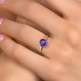 thumbnail image 4 of Gem Stone King 14K Two Tone Gold Purple Amethyst Solitaire Engagement Ring for Women | 1.70 Cttw | Round 8MM | Gemstone February Birthstone | Size 6, 4 of 6