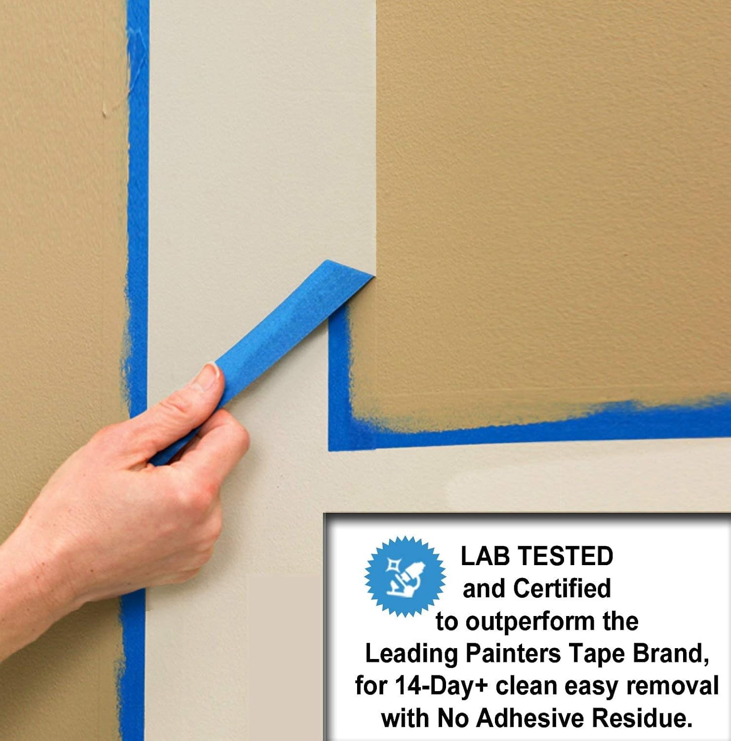 GripBlue Blue Painter’s Tape 3 Inch (2.83 in) x 60 Yards, 12 Rolls Contractor Pack, Multi-Surface Masking Tape for Painting, Clean Removal, Indoor Outdoor
